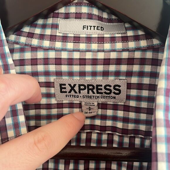Express Purple and Blue Plaid Button Down‎ - Picture 3 of 4